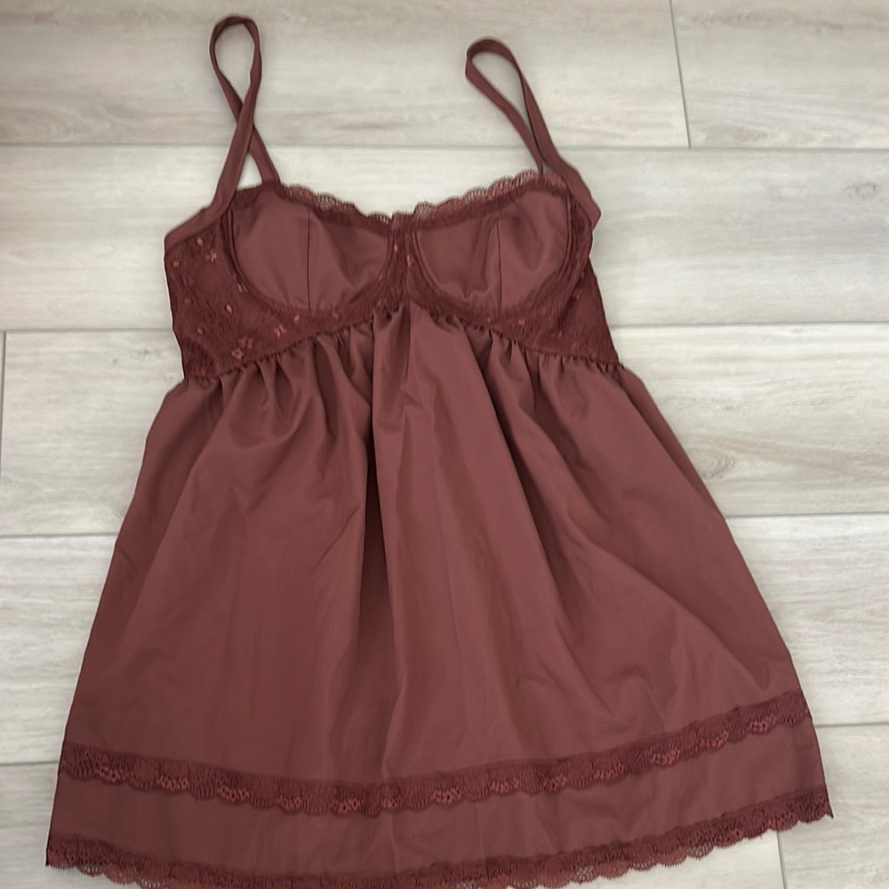 Whimsical Lace Trimmed Brown Dress